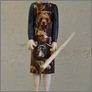 [thumbnail of Carved wooden figure with fabric dress]